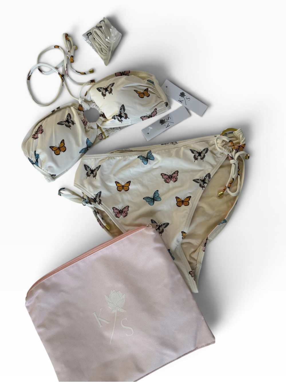 NEW KINGDOM AND STATE mariposa small  bandeau bikini top bottoms butterfly #NE